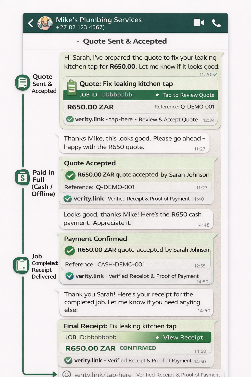Quote sent and accepted workflow